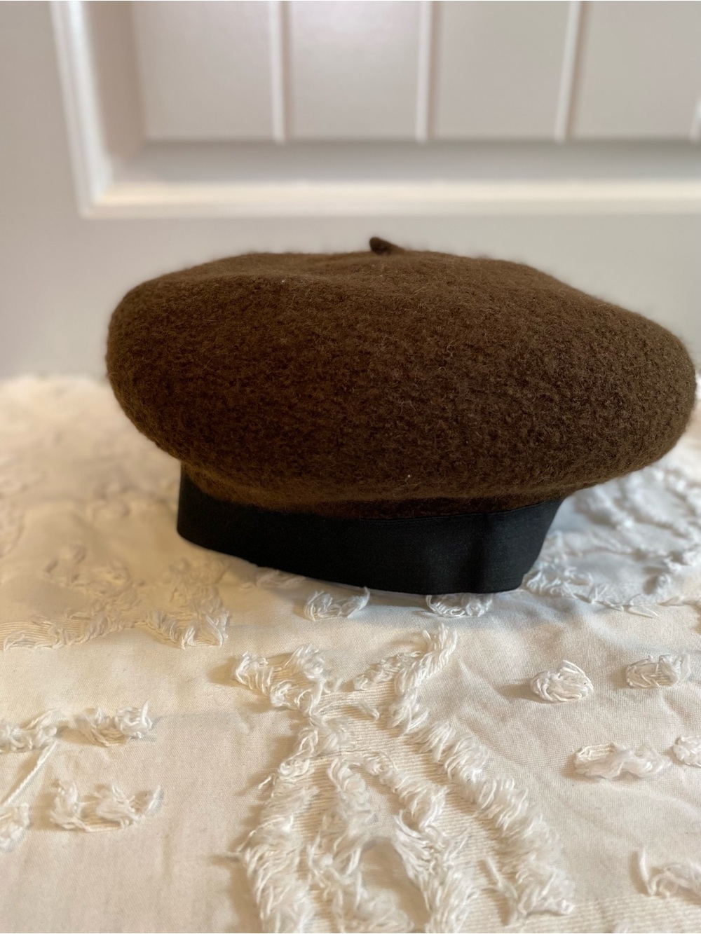 New!  Brown Wool Beret with Black Band - Classic Men's Accessory